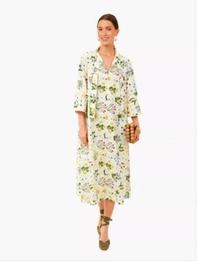 Tuckernuck- Women's  Cream Dress with Green Botanical Print